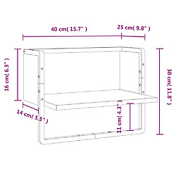 vidaXL Étagère murale avec barre noir 40x25x30 cm pas cher