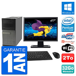 PC Tour Dell 9010 Ecran 27" Intel G630 RAM 32Go Disque Dur 2To Windows 10 Wifi - Occasion