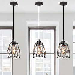 Avis Stoex Suspension Luminaire Industrielle Vintage, Lustre forme de Cage 15x18cm Noir Cor