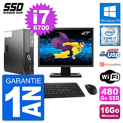 PC Fujitsu D556 DT Ecran 27" Intel i7-6700 RAM 16Go SSD 480Go Windows 10 Wifi - Occasion