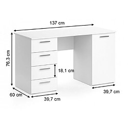 Avis Mpc bureau blanc 137 x 76,3 x 60 cm (LxHxP)