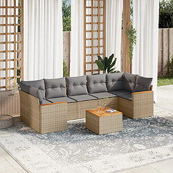 vidaXL Salon de jardin avec coussins 8 pcs beige résine tressée