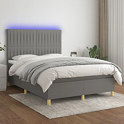 vidaXL Sommier à lattes de lit et matelas et LED Gris foncé 140x190 cm