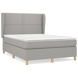 vidaXL Sommier à lattes de lit avec matelas Gris clair 140x200cm Tissu