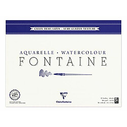 Clairefontaine 96429C Bloc de papier aquarelle Grain Torchon Encollé sur 4 côtés 25 Feuilles Blanc