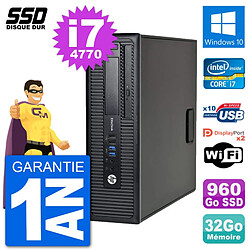 PC HP EliteDesk 800 G1 Core i7-4770 RAM 32Go SSD 960Go Windows 10 Wifi - Occasion