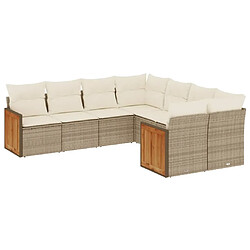 vidaXL Salon de jardin avec coussins 8 pcs beige résine tressée