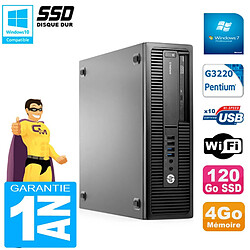 PC HP EliteDesk 800 G1 SFF Intel G3220 4Go Disque 120 Go SSD Graveur DVD Wifi W7 - Occasion