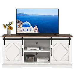 Universal Grand centre de divertissement de buffet de meuble de TV, 2 portes coulissantes Étagères réglables pour la salle à manger de salon, conception moderne de maison de campagne 150*40*60cm Blanc 