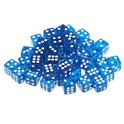 50pcs Acrylique Dés à Six Faces Dés 12 Mm D6 Pour Du0026D DnD RPG Party Game Bleu