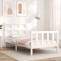 Maison Chic Cadre/structure de lit avec tête de lit pour adulte - Lit Moderne Chambre blanc petit simple bois massif -MN44856