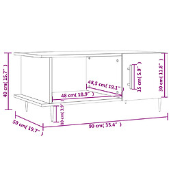 vidaXL Table basse sonoma gris 90x50x40 cm bois d'ingénierie pas cher