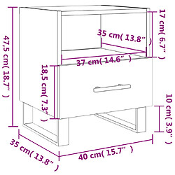 vidaXL Tables de chevet 2 pcs noir 40x35x47,5 cm bois d’ingénierie pas cher