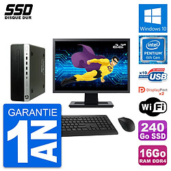 PC HP ProDesk 600 G3 SFF Ecran 22" G4400 RAM 16Go SSD 240Go Windows 10 Wifi - Occasion