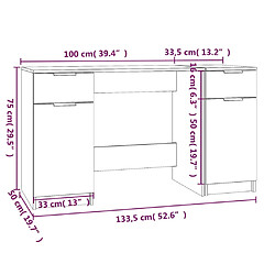 vidaXL Bureau avec armoire latérale Gris béton Bois d'ingénierie pas cher