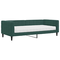 Maison Chic Lit d'appoint avec matelas | Lit de jour | Lit de repos vert foncé 90x200 cm velours -GKD39134