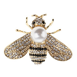 perle diamant rhinestone abeille broche insigne revers boutonnière noir