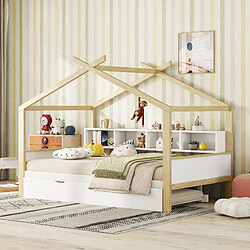 Acheter KOMHTOM Blanc 140 * 200cm lit familial, lit d'enfant, avec lit gigogne, quatre treillis de rangement