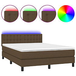 vidaXL Sommier à lattes de lit matelas et LED Marron foncé 140x200 cm