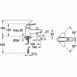 Mitigeur baindouche monotrou Grohe Eurosmart Cosmopolitan