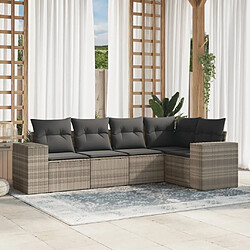 vidaXL Salon de jardin 5 pcs avec coussins gris clair résine tressée 