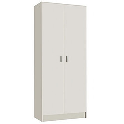 Armoire rangement nettoyage 2 portes en mélamine coloris blanc - Dim : H180 x L73 x P37 cm -PEGANE-