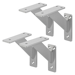 ML-Design 4x Support étagère murale fixation flottante aluminium argent robuste 120x120 mm 