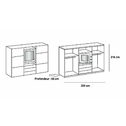 Avis Inside 75 Armoire de rangement coulissante MARITA chêne verre graphite miroir pivotant L 300 H 216 cm