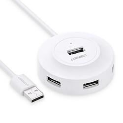 Wewoo Hub USB 2.0 blanc pour Mac, Windows, Linux Systèmes PC / Tablettes, Longueur du câble: 50cm 4 Ports USB 2.0 Splitter