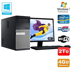 Lot PC Tour Dell 7010 Core I5-3470 3.2Ghz 4Go 2To DVD WIFI Win 7 + Ecran 22 · Occasion 