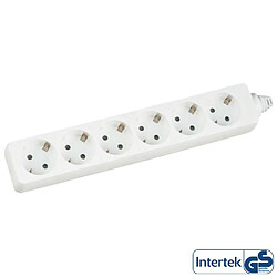 Bande d'alimentation InLine® 6 ports 6x de type F allemand avec sécurité enfant blanche 1,5 m