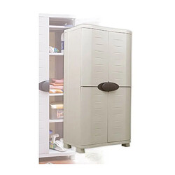 SPACESAVER 90 PLASTIKEN Armoire haute 2 portes avec étageres - l 90 x p 45 x h 184 cm - Gamme Space SAVER - Intérieur et Exté