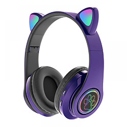 General Casque Bluetooth V5.0, casque sans fil avec microphone antibruit, 5 heures de lecture casque sans fil avec microphone, casque léger pliable(Violet)