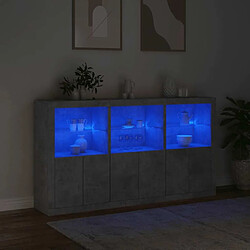 Acheter vidaXL Buffet avec lumières LED gris béton 181,5x37x100 cm