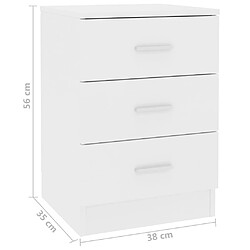 vidaXL Tables de chevet 2 pcs Blanc 38x35x56 cm Bois d'ingénierie pas cher