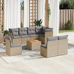 vidaXL Salon de jardin avec coussins 9pcs mélange beige résine tressée