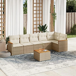 vidaXL Salon de jardin avec coussins 7 pcs beige résine tressée 