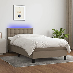 Sommier à lattes LED,Cadre à lattes de lit avec matelas pour Adulte Taupe 90x190 cm Tissu -MN92719