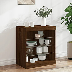 Maison Chic Commode Buffet - Meuble de rangement avec lumières LED chêne marron 60,5x37x67 cm -GKD58877