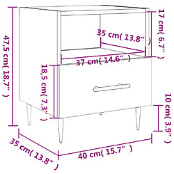 vidaXL Tables de chevet 2pcs gris béton 40x35x47,5cm bois d’ingénierie pas cher