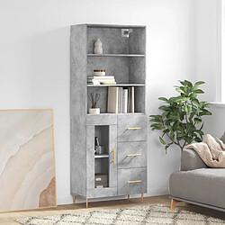 vidaXL Buffet haut Gris béton 69,5x34x180 cm Bois d'ingénierie