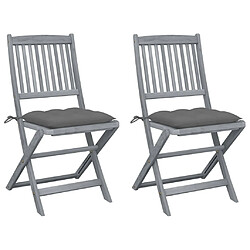 Maison Chic Lot de 2 Chaises pliables d'extérieur avec coussins | Chaises de jardin | Fauteuil Relax Bois d'acacia -GKD42917