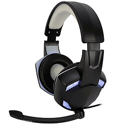 Casque Pro Gamer Amstrad Basic AMS H555 blanc avec Rétroéclairage LED - 40mm Power Bass avec micro intégré, réglage volume