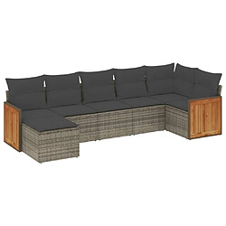 vidaXL Salon de jardin avec coussins 7 pcs gris résine tressée