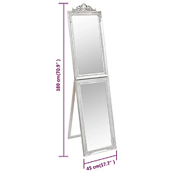 vidaXL Miroir sur pied Argenté 45x180 cm pas cher