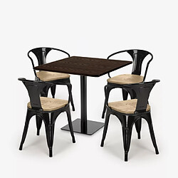 Avis Ahd Amazing Home Design ensemble table horeca 90x90cm bar restaurant et 4 chaises style dunmore - Noir