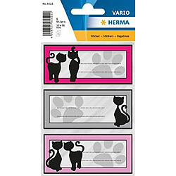 Elysees Paris Herma étiquettes 5522de nom Manche pour l'école motif chat noir, format 7, 6x 3, 5cm Contenu par Contenu: 9étiquettes