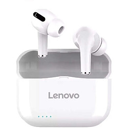 Chrono Lenovo LP1S TWS Écouteurs Bluetooth sans fil pour le sport avec micro LP1S pour Android et iOS Étui de chargement(Blanc) 