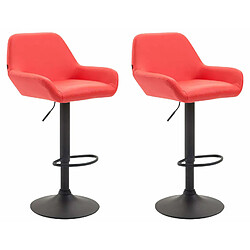 Decoshop26 Lot de 2 tabourets de bar moderne et confortable en synthétique rouge pieds trompette en métal noir TDB10222