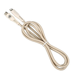 Tellur Green Data Cable Type-C To Lightning, 2.4A, PD20W, 1m, nylon, paille de blé, crème